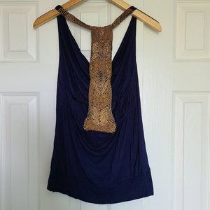Navy tank top w/ beading - size M